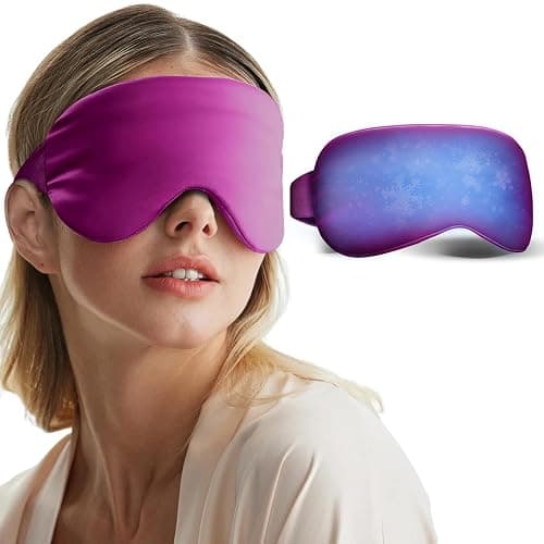 Cooling Eye Mask for Puffy Eyes: Fsa Eligible ltems Hsa, Migraines Headache Fast Relief After Surgery Care Cold Compress, Reusable Face Ice Pack Gel for Dark Circles, Gentle Weighted Sleep Mask Purple - Image 1