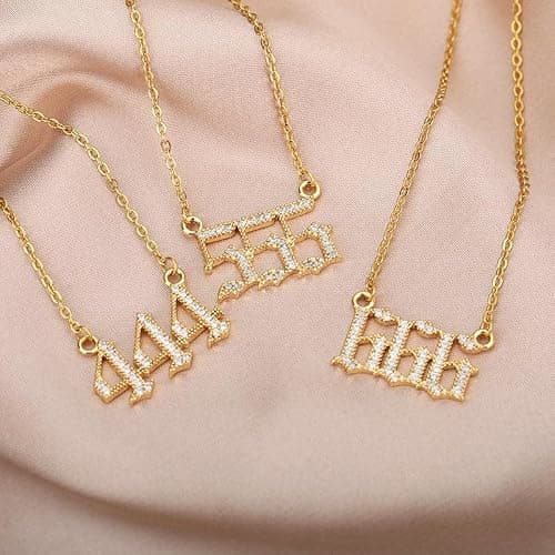 Nayaboo 14k Gold Angel Number Necklace, Dainty Pendants Necklace for Women, 111 222 333 444 555 666 777 888 999 Personalized Number Chain thumbnail 7
