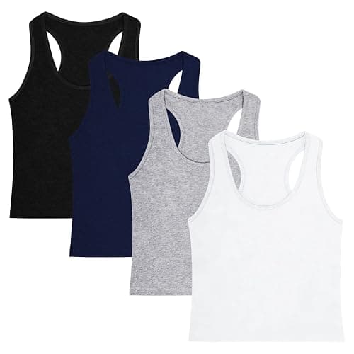 (4 pack) women's crop tank tops cotton thumbnail 6