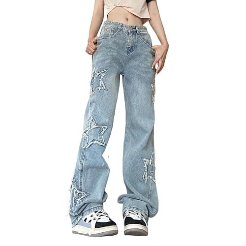 Trendy High Waist Wide Leg Y2K Jeans - Image 1