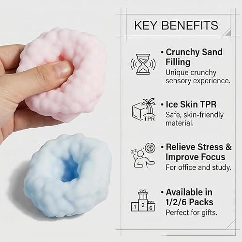 2026 New Crunchy Squishy Noisy Stress Balls Ice Skin Fidget Sensory Toys for Relaxing Anxiety Stress Relief Focus, 2pcs(Pink+Blue), Gifts thumbnail 7