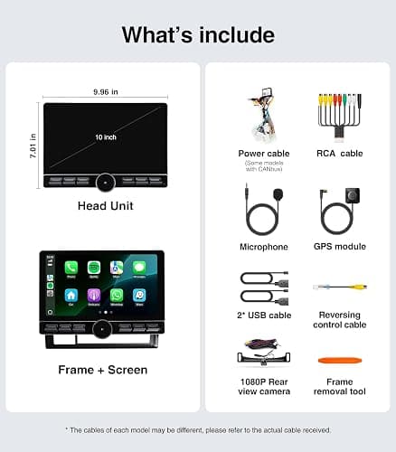 10 inch Car Stereo Dash Kit Replacement for Toyota Tacoma Radio Upgrade 2005-2015,QLED Touch Screen Head Unit w/Wired Wireless CarPlay Andriod Auto GPS Navigation 5GWiFi FM/AM (10 inch 4G+64G) thumbnail 9