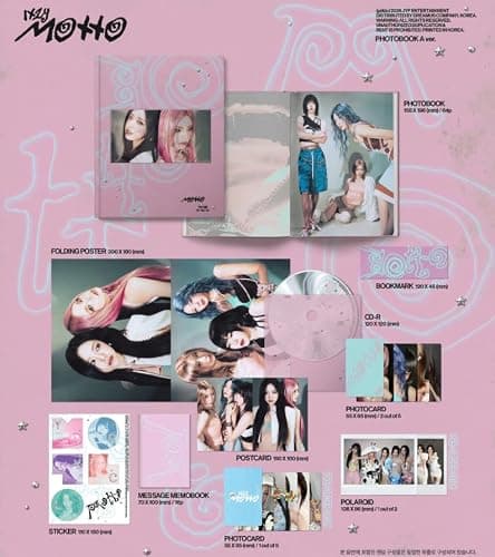 ITZY Motto 12th Mini Album [Photobook A Ver.] CD + 3Photocard + Sticker + Postcard + Bookmark + Folding Poster + Message Memo Book thumbnail 2