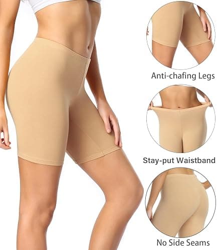 wirarpa Women's Cotton Boy Shorts Underwear Anti Chafing Soft Biker Short Plus Boy Shorts Panties 4 Pack thumbnail 3