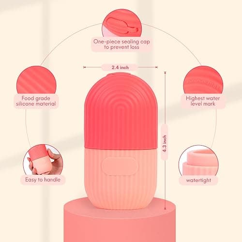 SunMine Ice Roller for Face and Eyes Ice Cube Roller Frozen Rollers Reusable Silicone Beauty Tool for Man and Woman Skin Care (Pink) thumbnail 3