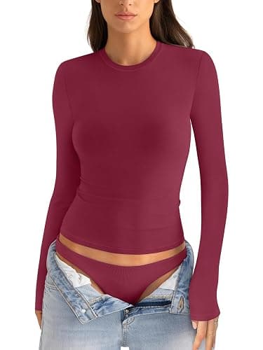 EasyGala Womens Cotton Long Sleeve Shirts Crew Neck Fitted Basic Going Out Outfits Undershirt Spring Fall Clothes 2025 - Image 1