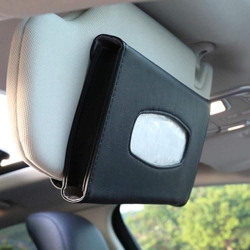 Tissue Box Holder for Car, Car Tissues Holder, Car Napkin Case, Hanging Paper Towel Clip, PU Leather Tissue Box, Paper Carton, Mask Holder for Car Black thumbnail 3