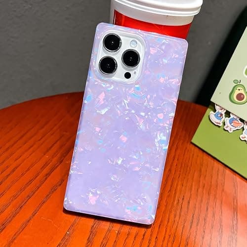 BANAILOA Compatible with iPhone 13 Pro Case Rectangle,Luxury Sparkle Cute Case for Women Protective Bumper Girly Colorful Phone Cover Desinged for 13 Pro - 6.1 inch (Purple Shell) thumbnail 3