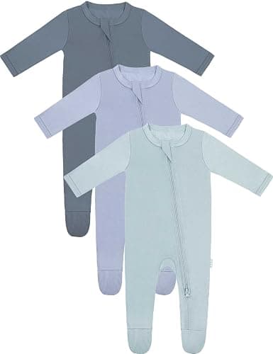 RRP Unisex Baby Footies Pajamas,Rayon Derived From Bamboo,Buttery Soft Sleep 'N Play PJs,2-Way Zipper Closure,0-18 Months - Image 1