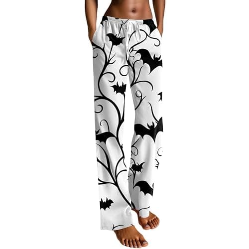 Halloween Pajamas Pumpkin Ghost Skeleton Drawstring Cozy Comfortable Skull Spooky Orange Pj Pants Halloween Outfits thumbnail 4