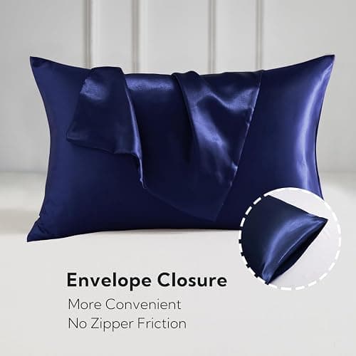 Candoury Satin Silk Pillowcase for Hair and Skin, Queen Size Set of 2 Pillow Cases, Soft Silky Pillow Covers 2 Pack with Envelope Closure (20x30, black) thumbnail 3