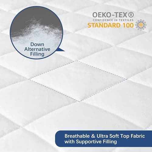 Twin XL Mattress Topper Pad Protector Quilted Waterproof, Absorbent Twin Extra Long Mattress Topper Cover for College Dorm Room Essentials for Girls,Deep Pocket Stretches up to 16 Inch thumbnail 3