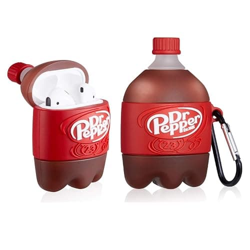 Shineyii for Airpod 2/1 Soft Silicone Case Cute Cartoon Kawaii Funny Cover Fashion Drink Protective Skin Accessories Keychain for Girls Teens Cases for Air Pods Compatible with Airpods 2&1, Dr Pepper - Image 1
