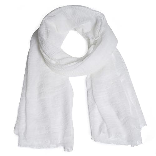 Women Summer Cotton Blend Crinkle Vintage Soft Long Scarf Linen Beach Shawl Wrap - Image 1
