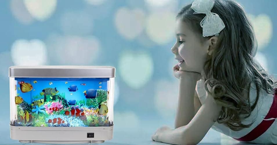 Lightahead Sensory Artificial Aquarium Lamp – LED Virtual Fake Fish Tank with Moving Marine Life Animation Ocean in Motion– Relaxing Ocean Scene Night Light for Kids and Adults (Marine Life A) - Marine Life A thumbnail 9
