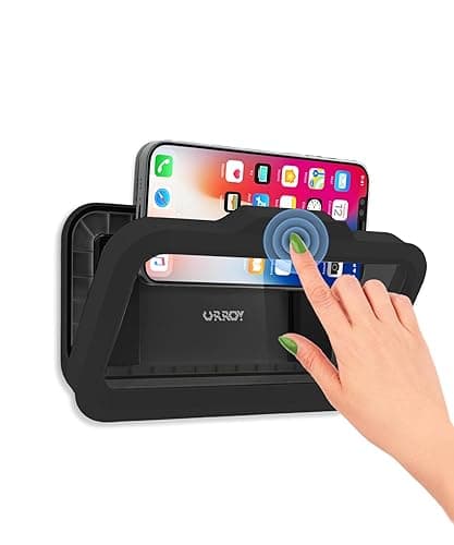 URROY Shower Phone Holder Waterproof One-Touch Open Shower Phone Case Anti-Fog & Sensitive Touchscreen Bathroom Wall Phone Mount Stand Universal Fit for iPhone & Smartphones Gift for Men Women Black