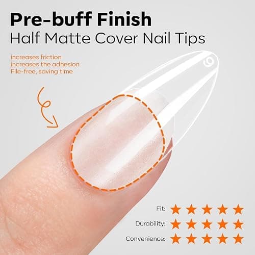 modelones Gel Nail Kit Almond, Upgrade 15Sizes Fake Nails, 9-in-One Glue Dehydrator & Mini U V Light Clipper, 510Pcs Medium Almond Press on Tips for Extension DIY Salon Home Gift thumbnail 7