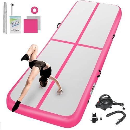 Inflatable Gymnastics Mat 10ft/13ft/16ft/20ft/ Air Tumbling Track Mats 4/8 inches Thick for Home Use/Training/Cheerleading/Yoga/Water with Pump - Image 1