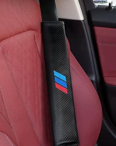2PCS Car Seat Belt Cover for BMW, Carbon Fiber Seatbelt Shoulder Protection, Soft Car Seat Belt Strap Cushion Protect Your Neck and Shoulder, Car Accessories Seat Belt Pad for Car Truck (Black) thumbnail 5