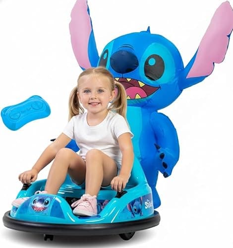 ImaginAir 6V Stitch Toys Kids Bumper Car - Kids Electric Ride On Car, Toddler Toy, Auto-Inflated, Parent Remote Control, 360° Spins, LED Lights, 1MPH Speed, Max Weight of 66lbs, Age 1.5-4yrs - Image 1