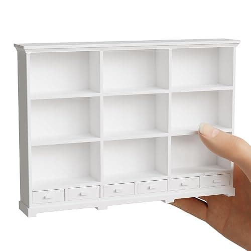 XYMTOY 1:12 Dollhouse Bookshelf Openable Drawers White | 1:12 Scale Design, Operable Drawers, Sturdy Premium Material, Versatile Room Decor, Ideal Gift for Kids - Image 1