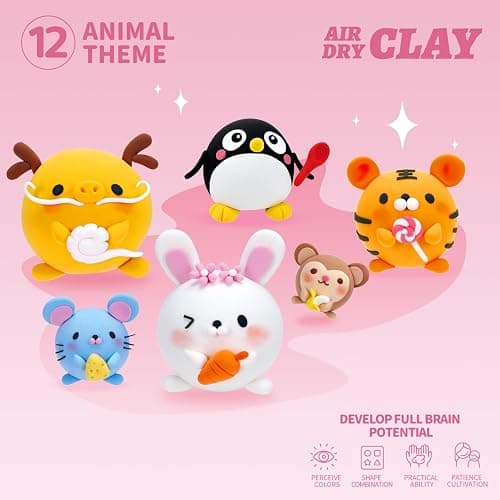 LOUFOR Air Dry Clay Kits - Modeling Clay for Kids, Ultra Light & Soft, Safe & Non-Toxic, DIY Airdryclay Kit with Sculpting Tools and Tutorials, Creatible Art Crafts Toys Gifts for Boys Girls thumbnail 6