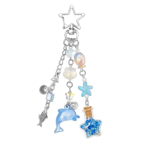cioatu Y2K Aesthetic Keychains for Women Cute Flowers Star Cake Jellyfish Keychins Charms Kawaii Bag Purse Decor - Image 1