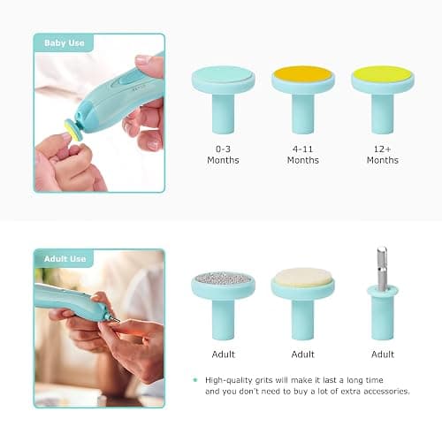 Lupantte Baby Nail Filer and Baby Nail Clippers with Light Set, Electric Infant Nail Trimmer Kit, Safe Baby Grooming Kit, for Newborn Toddler Kids Toe and Fingernail, Polish and Trim - Green thumbnail 2