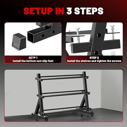 PAPABABE Hex Dumbbell Set with Rack, Rubber Encased Free Weight with Weight Storage Racks, Multiple Weight Options for Home Gym and Fitness thumbnail 7