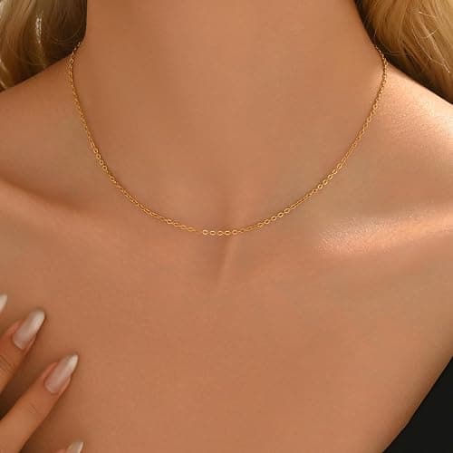 Mauzew Gold Chain Necklace for Women Dainty Simple Satellite Beaded Twisted Chain Choker Necklace Everyday Jewelry Christmas Gifts thumbnail 4
