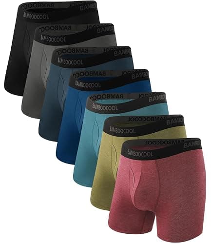 BAMBOO COOL Men's Underwear Breathable Boxer Briefs with Fly Moisture-Wicking Lightweight Underwear 7-Pack - Image 1