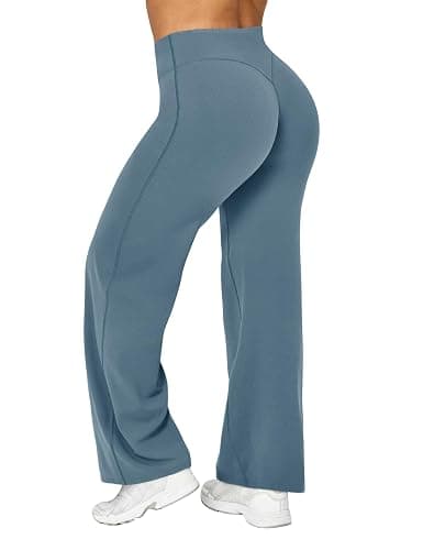 Ieumaz Women Straight Leggings Bottoms High Waist Gym Workout Leggings Stretch Casual Wide Leg Yoga Pants - Image 1