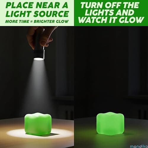 BounceBack Glow Cube - Soft Silicone Stress Ball for Kids & Adults | Glow in the Dark Autism Fidget Cube Gift | Squishy Sensory Toy for Stress & Anxiety Relief, ADHD Present for Girl Boy | Mondiko® thumbnail 7
