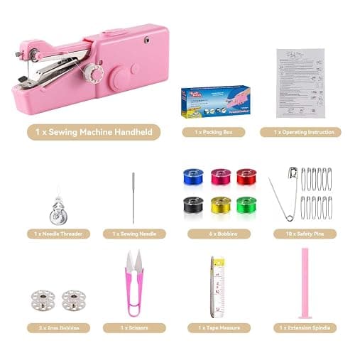 Handheld Sewing Machine CS101,Sewing Machines for Beginners,Portable Electric Mini and Samll Hand Held Sewing Machines Kit for Adults and Kids Pink Set thumbnail 8