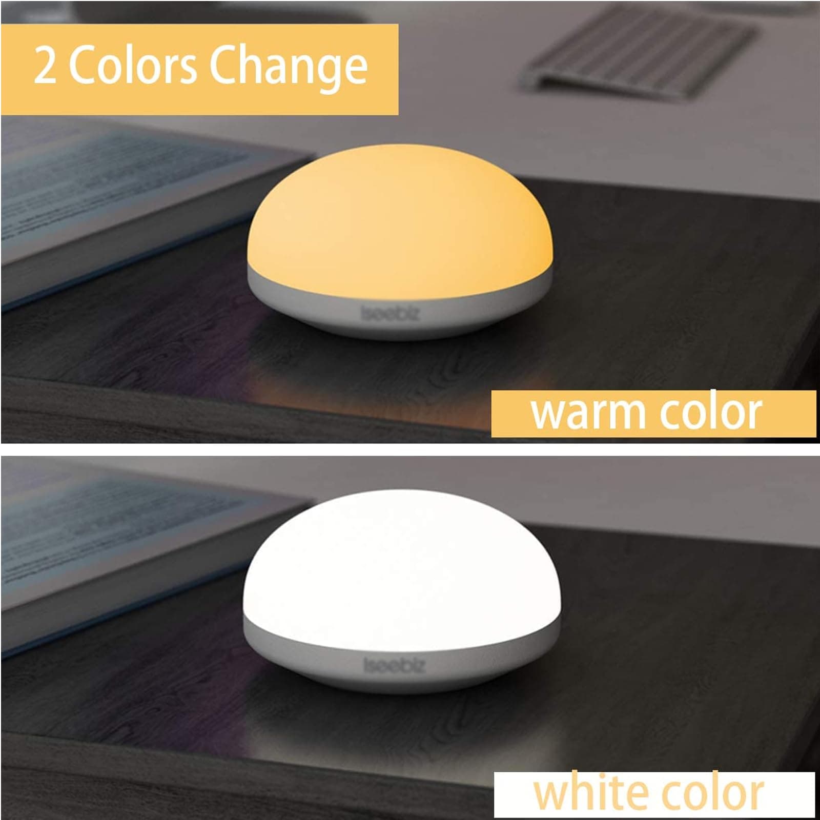 Night Light, Touch Lamp Bedside, Wireless Rechargeable LED Control Smart Bedside Table Lamp for Breastfeeding, Portable Baby Nursery Lamp, Eye Protection Indirect Lighting 2 Colors 5V thumbnail 2