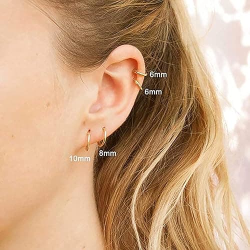 316L Surgical Stainless Steel Huggie Hoop Earrings 6mm 8mm 10mm 11mm 12mm 14mm Hypoallergenic Earrings Hoop Cartilage Helix Lobes Hinged Sleeper Earrings For Men Women thumbnail 4