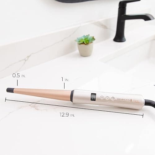 Remington Shine Therapy Argan Oil & Keratin Infused ½-1 Inch Tapered Curling Wand for Natural Curls, Includes Heat Glove thumbnail 9