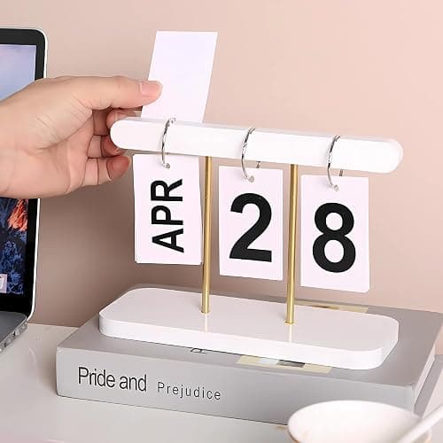 SUPTEC Perpetual Daily Flip Calendar for Desk 2026 Reusable Office Desktop Decor Home Accessories Photography Props (White) - Image 1