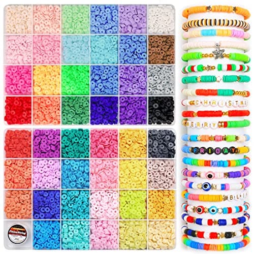 Bundooraking Polymer Clay Beads,6000+pcs Multicolor for Jewelry Making, Heishi Beads, Elastic Strings, Clay Beads for Bracelets Making - Perfect Crafts Gift Set. - Image 1
