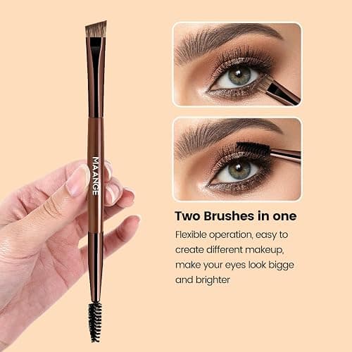 MAANGE 13 Pcs Foundation Makeup Brush Set With Bag, Make up Brushes, Double-End Multi Functional Makeup Brushes, Professional Face Brush Set Tools For Liquid Powder Concealer Cream Blush (Brown) thumbnail 7
