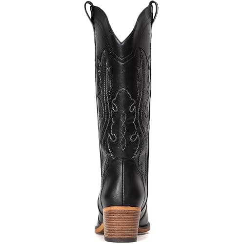 IUV Cowboy Boots For Women Western Cowgirl Boots Mid Calf Snip Toe | Chunky Heel Ideal for low insteps thumbnail 4