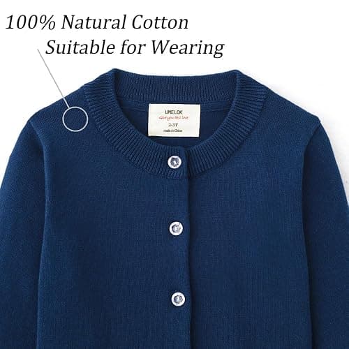 UMELOK Girls' Cardigans Sweater Cotton Button Solid Long Sleeve Knit Sweaters thumbnail 4