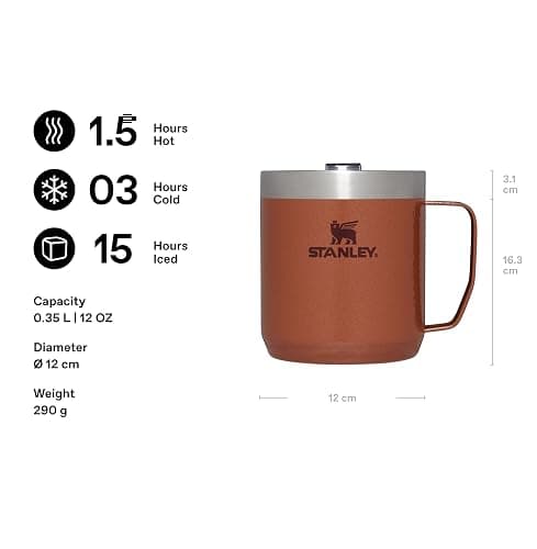 STANLEY Classic Legendary Camp Travel Mug 0.35L - Keeps 1.5 Hours Hot - 3 Hours Cold - Dishwasher Safe - Stainless Steel Coffee Cup - BPA-Free - Hammertone Clay thumbnail 3