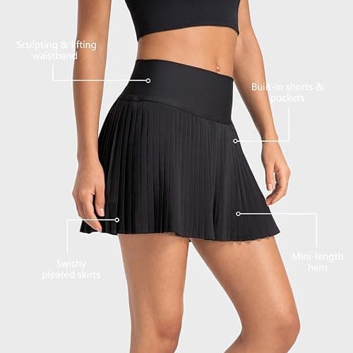 altiland Womens' Cool Feeling Pleated Tennis Athletic Running Mini Skirts with Shorts 3" - Small - Black thumbnail 2