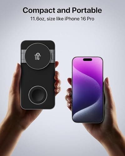 EXW Qi2.2 25W Charging Station for Apple, Foldable 3 in 1 Magnetic Charger for iPhone 17/16/15/14/13/12, Apple Watch Ultra/11-4 & AirPods, Includes 35W Adapter, 5FT Cable and Travel Storage Pouch thumbnail 9