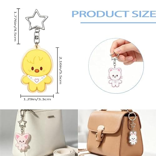 8PCS SK-Z Cartoon Keychains, Acrylic Animal Key Rings, Cute Cartoon Pendant Key Chain for Stray Fans thumbnail 3