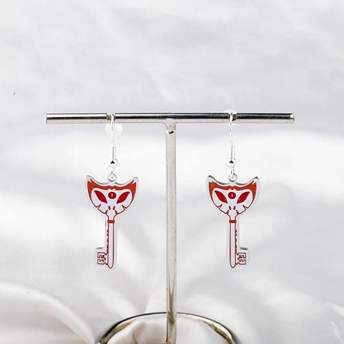 LQRI Anime Character Gifts Demon Cartoon Characters Inspired Heart-Shaped Wings Key Earrings Anime Series Merchandise thumbnail 2