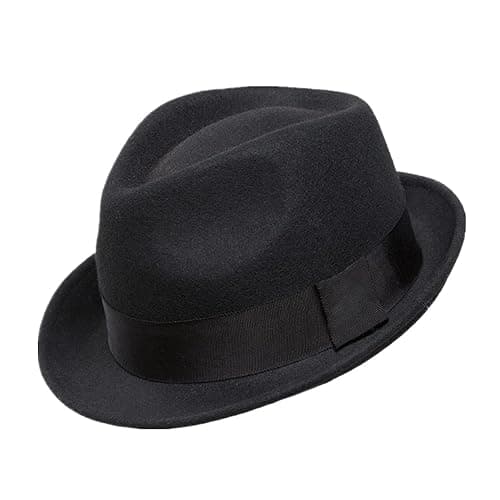Home Prefer Men's Wool Felt Winter Hat Short Brim Fedora Hat - Image 1