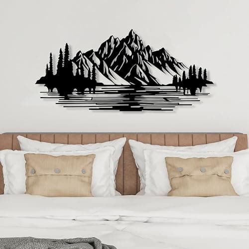 DecoSoul Mountain Forest Metal Wall Decor, Nature and Trees Wall Art, Metal Outdoor Wildlife Lover Gift, Farmhouse Yard Wall Decor, Fireplace Wall Sculptures, Housewarming Gift thumbnail 2