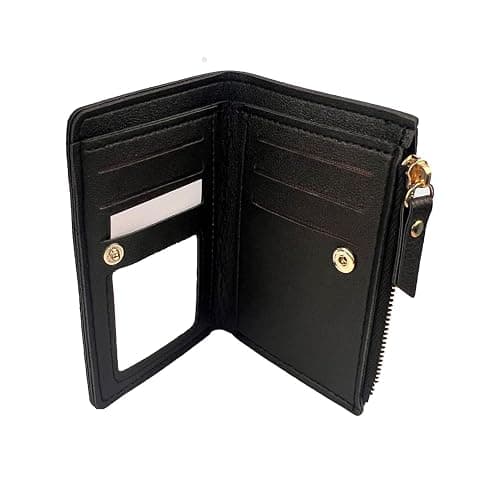 Aoaoss Small Wallet Women I Cherry Wallet I Women'sCute Embroidered Short Wallet I Women and Girls Daily Life Fashionable Versatile Pu Leather Zipper Wallet I Cherry Print Ladies Mini Purse (Black) thumbnail 6